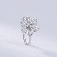 Fashion New Christmas Micro-inlaid Flower Zircon Perforation-free Piercing Transparent Snowflake Copper Nose Ring main image 4