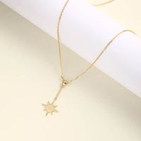 Fashion Metallic Eight Awn Star Shape Pendant S925 Sterling Silver Necklace sku image 1