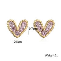 Fashion Copper 18k Gold Heart-shaped Zircon Stud Earrings main image 5