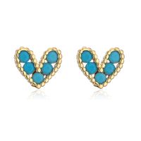 Fashion Copper 18k Gold Heart-shaped Zircon Stud Earrings sku image 5