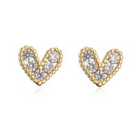 Fashion Copper 18k Gold Heart-shaped Zircon Stud Earrings sku image 7