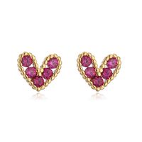 Fashion Copper 18k Gold Heart-shaped Zircon Stud Earrings sku image 8