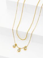 2022 New Fashion 18k Gold Plating Zircon Beads Double Stainless Steel Necklace main image 1