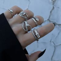 Fashion Geometric Snake-shaped Vintage Silver Ring 5-piece Set main image 6