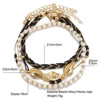 Creative Elegant Bohemian Shell Pearl Beaded  Multi Circle Anklet 4-piece Set main image 5