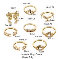 Creative Elegant Micro Diamond Inlaid Butterfly Open Knuckle Ring 8-piece Set main image 3