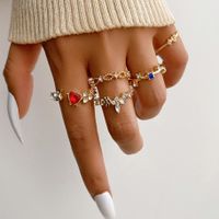 Creative Simple Red Love Heart Diamond-studded Knuckle Ring 5 Piece Set main image 1