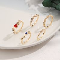 Creative Simple Red Love Heart Diamond-studded Knuckle Ring 5 Piece Set main image 4