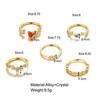Creative Simple Red Love Heart Diamond-studded Knuckle Ring 5 Piece Set main image 5