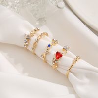 Creative Simple Red Love Heart Diamond-studded Knuckle Ring 5 Piece Set main image 2
