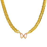 Elegante Gold-überzogene Perle Perlen Schlüsselbein Kette Schmetterling Anhänger Halskette main image 4