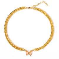 Elegante Gold-überzogene Perle Perlen Schlüsselbein Kette Schmetterling Anhänger Halskette main image 2