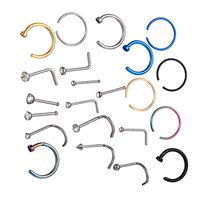 Stainless Steel Nose Stud Curved C-shape Nose Ring 12 Mixed Set sku image 3
