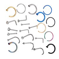 Edelstahl Nase Stud Curved C-form Nase Ring 12 Mixed Set sku image 3