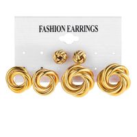 Creative New Geometry Twisted Metal Circle Earrings Set 3 Pieces main image 5