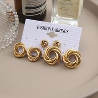 Creative New Geometry Twisted Metal Circle Earrings Set 3 Pieces main image 3