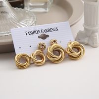 Creative New Geometry Twisted Metal Circle Earrings Set 3 Pieces main image 2