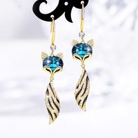 Pendientes Colgantes De Circonio Con Incrustaciones De Cobre En Forma De Zorro Azul De Moda main image 1