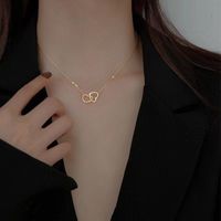 Delicate Women's Double Love Heart Interlocked Metal Necklace main image 5