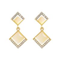 Simple Style Geometric Opal Square Pendant Copper Inlaid Zircon Earrings sku image 1