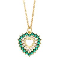 Fashion Emerald Zircon Cross  Moon Heart Pendant Copper Necklace main image 4
