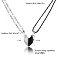 Creative Magnetic Suction Black White Love Heart Pendant Couple Necklace Set main image 5