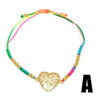 Fashion Refined Rhinestone Lucky Tree Heart Cross Rope Zircon Copper Bracelet sku image 1