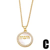 Fashion Round Shell Letter Mom Female Pendant  Zircon Copper Necklace main image 2