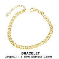 Fashion Hip Hop 18k Real Gold Copper Plating O-shaped Unisex Necklace Bracelet Ornament sku image 1