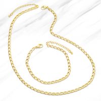 Fashion Hip-hop Hipster Cuban Unisex Gold-plated Copper Bracelet Necklace main image 1