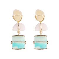 Retro Geometric Irregular Shape Colorful Stone Splicing Resin Earrings main image 5