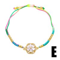 Fashion Colorful Braided Rope Flower Bohemian Ethnic Style Hand Weaving Zircon Copper Bracelet sku image 5