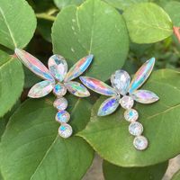 Fashion Creative Colorful Dragonfly Shape Diamond Alloy Earrings main image 1