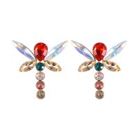 Fashion Creative Colorful Dragonfly Shape Diamond Alloy Earrings main image 4