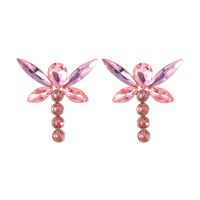 Fashion Creative Colorful Dragonfly Shape Diamond Alloy Earrings sku image 3