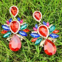 Exaggerated Multi-layer Drop-shaped Big Gem Embedded Alloy Earrings main image 1