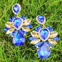 Exaggerated Multi-layer Drop-shaped Big Gem Embedded Alloy Earrings main image 3