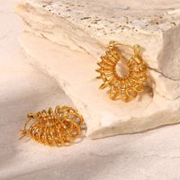 Fashion 18k Gold Spring Spiral Geometric Hollow Winding Earring main image 6