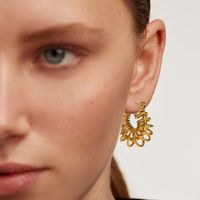 Fashion 18k Gold Spring Spiral Geometric Hollow Winding Earring main image 5