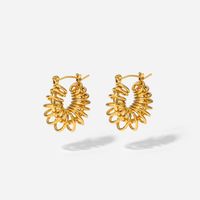 Fashion 18k Gold Spring Spiral Geometric Hollow Winding Earring main image 4