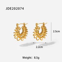 Fashion 18k Gold Spring Spiral Geometric Hollow Winding Earring sku image 1