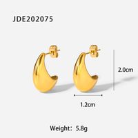 Fashion 18kpvd Gold-plated C-shaped Geometric Stainless Steel Smooth Hollow Earrings sku image 1