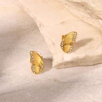 Mode 18k Gold Edelstahl Geometrische Schmetterling Flügel Intarsien Zirkon Stud Ohrringe main image 1