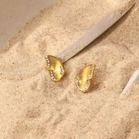 Fashion 18k Gold Stainless Steel Geometric  Butterfly Wings Inlaid Zirconium Stud Earrings main image 2