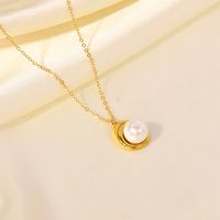Fashion Water Drop Pearl 18k Gold Plated Pendant Stainless Steel Necklace main image 1