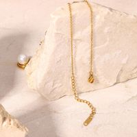 Fashion Water Drop Pearl 18k Gold Plated Pendant Stainless Steel Necklace main image 4