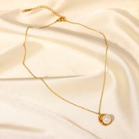 Fashion Water Drop Pearl 18k Gold Plated Pendant Stainless Steel Necklace main image 2