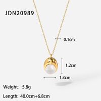 Fashion Water Drop Pearl 18k Gold Plated Pendant Stainless Steel Necklace sku image 1