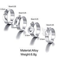 Creative New Butterfly Lock Heart Ring Female Metal Knuckle Ring Set main image 5