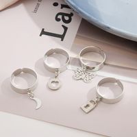 Creative New Butterfly Lock Heart Ring Female Metal Knuckle Ring Set main image 2